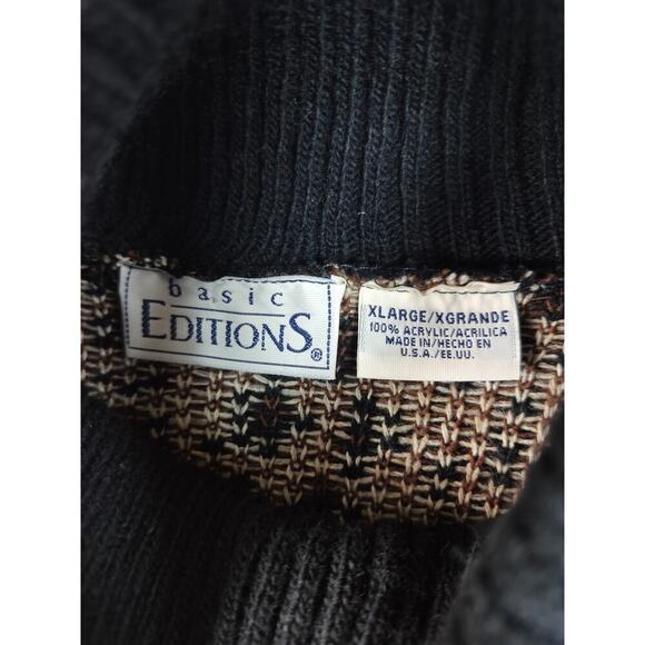 Vtg 90s Cheetah Sweater by Basic Editions XL Brown Turtleneck Sweater Cat Lady - Picture 4 of 4